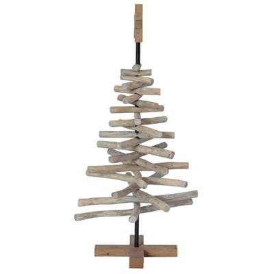 Kerstboom met standaard Bruin 90 cm Massief teakhout
