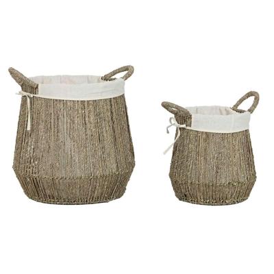 Wasmand Home ESPRIT Wit Natuurlijk Zeealgen 43 x 43 x 48 cm (2 Stuks)