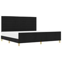 Bedframe met hoofdeinde Zwart 200 x 200 cm Stof - thumbnail