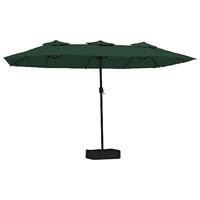 VidaXL Parasol dubbel dak met led 449x245 cm groen - thumbnail
