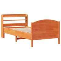 Bedframe zonder matras massief grenenhout wasbruin 75x190 cm - thumbnail