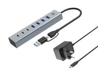 CONCEPTRONIC HUBBIES20GP 7-Port USB 3.2 Gen 1 Hub met voeding, 5 Gbps, USB-C x 3, USB-A x 4 - thumbnail