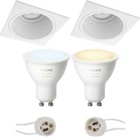 Pragmi Minko Pro - Inbouw Vierkant - Mat Wit - Verdiept - 90mm - Philips Hue - LED Spot Set GU10 - White Ambiance - Bluetooth - thumbnail