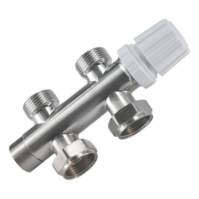 Onderblok Radiatoraansluitset Recht Geborsteld Staal RVS Look (Midden Aansluiting)