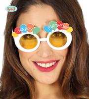 Funbril happy birthday gele glazen - thumbnail