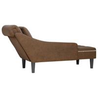 Chaise longue met kussen en rechterarmleuning kunstleer bruin - thumbnail