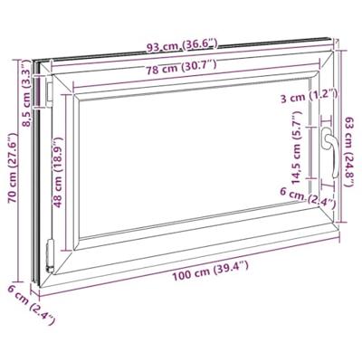 Kelderraam "RISOR" 100x70 cm draai-kiep DIN links antraciet