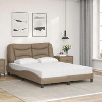 Bed met matras kunstleer cappuccinokleurig 140x200 cm - thumbnail