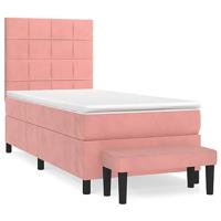 Boxspring met matras fluweel roze 90x190 cm - thumbnail