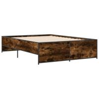 Bedframe bewerkt hout metaal gerookt eikenkleurig 120x190 cm - thumbnail