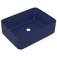 VidaXL Wastafel 41x30x12 cm keramiek mat donkerblauw - thumbnail