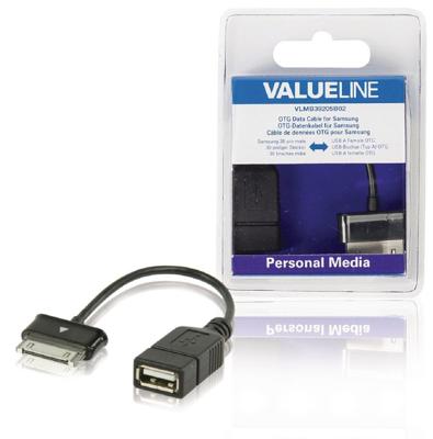Valueline VLMB39205B02 Otg Data Kabel voor Samsung 30-pins Mannelijk - Usb A Vrouwelijk Zwart 0,20 M Valueline VLMB39205B02 Otg Data Kabel voor Samsung 30-pins Mannelijk - Usb A Vrouwelijk Zwart 0,20 M
