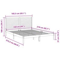 Bedframe extra lang zonder matras massief hout wit 160x210 cm - thumbnail