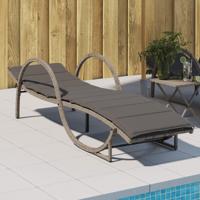 Ligbed met kussen 60x199x42 cm poly rattan grijs - thumbnail