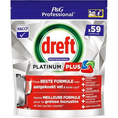 Dreft Platinum Plus Regular vaatwastabletten, pak van 59 capsules