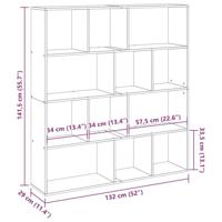 Boekenkast 132x29x141,5 cm bewerkt hout betongrijs - thumbnail