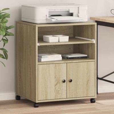 VidaXL Printerkastje met wielen 60x48x74 cm sonoma eikenkleurig