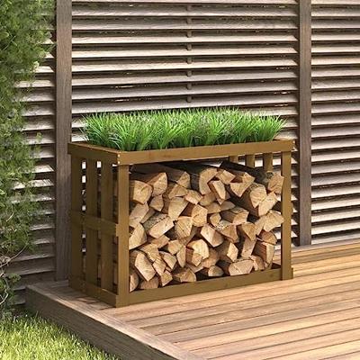 VidaXL Houtblokhouder 108x52x74 cm massief grenenhout honingbruin