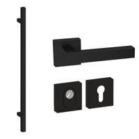 Hardbrass Voordeurset vierkant 3-delig met greep 1160mm SKG3 met kerntrekbeveiliging - zwart - thumbnail