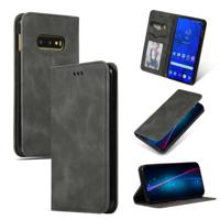 Retro huid voelen Business magnetische horizontale Flip lederen case voor Samsung Galaxy S10 E (donkergrijs) - thumbnail