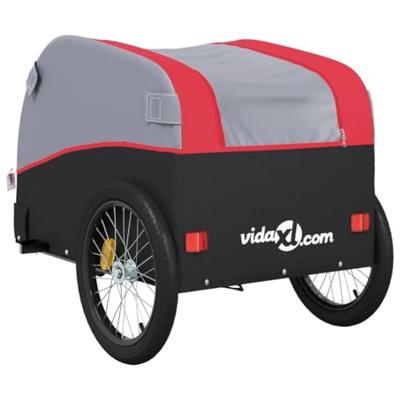 Fietstrailer 45 kg ijzer zwart en rood - thumbnail