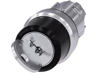 Siemens 3SU10504BF110AA0 3SU1050-4BF11-0AA0 Sleutelschakelaar Metalen frontring, Hoogglans Zwart 1 x 90 ° Sleutel-ontgrendeling 1 stuk(s)