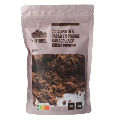 Nutribel Cacao poeder raw bio 200 Gram Nutribel Cacao poeder raw bio 200 Gram
