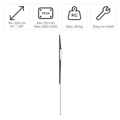 Hama 00220815 TV-beugel Geïntegreerde waterpas 94,0 cm (37) - 228,6 cm (90) Vast