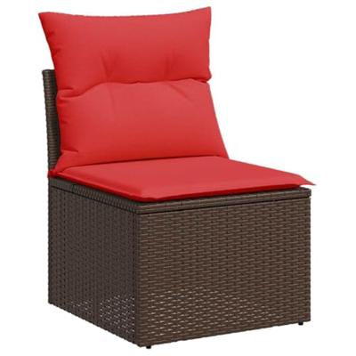 11-delige Loungeset met kussens poly rattan bruin