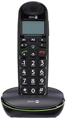 Doro PhoneEasy 100 W draadloze telefoon DECT voor senioren met grote toetsen en versterkt geluid (zwart x 1) [Franse versie]