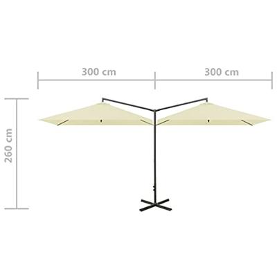 VidaXL Parasol dubbel met stalen paal 600x300 cm zandkleurig VidaXL Parasol dubbel met stalen paal 600x300 cm zandkleurig