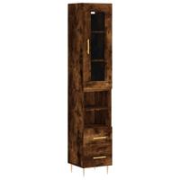 Hoge kast 34,5x34x180 cm bewerkt hout gerookt eikenkleurig - thumbnail