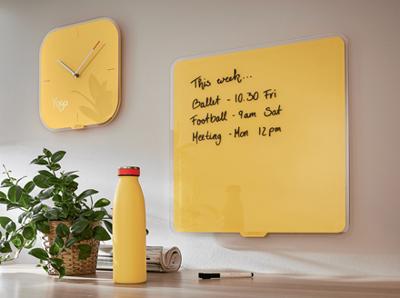 Wandklok leitz cosy glas geel