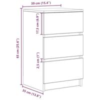Nachtkastjes met 3 lades 2 st 39x35x65 cm oud hout - thumbnail