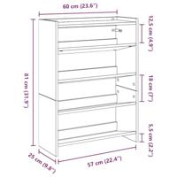 Schoenenrek 60x25x81 cm bewerkt hout sonoma eikenkleurig - thumbnail