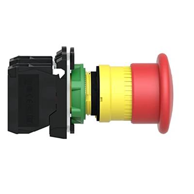Schneider Electric XB5AT845 Noodstopknop Metalen frontring, Met NOT-AUS schakelaar, Rond, Terugstelbaar, Vergrendelbaar 120 V/AC 6 A 1x NC, 1x NO IP66, IP67,
