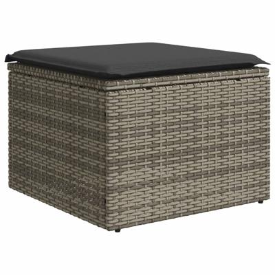5-delige Loungeset met kussens poly rattan grijs - thumbnail