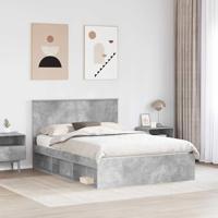 Bedframe met hoofdeinde Beton 140 x 190 cm Massief grenenhout - thumbnail