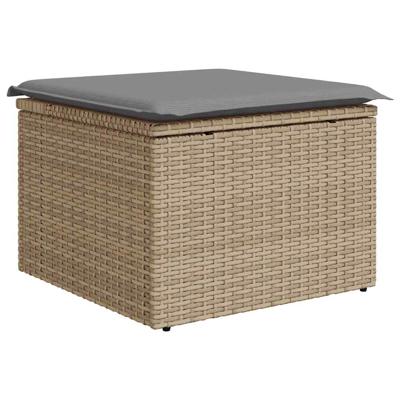 6-delige Loungeset met kussens poly rattan beige - thumbnail