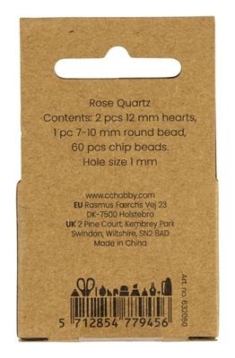 Creativ Company Kristallen kralen, rozenkwarts, d 7-12 mm, gatgrootte 1 mm, ca. 63 stuk, roze, 63 stuk/ 1 doos