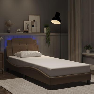 Bedframe met LED-verlichting kunstleer cappuccino 100x200 cm
