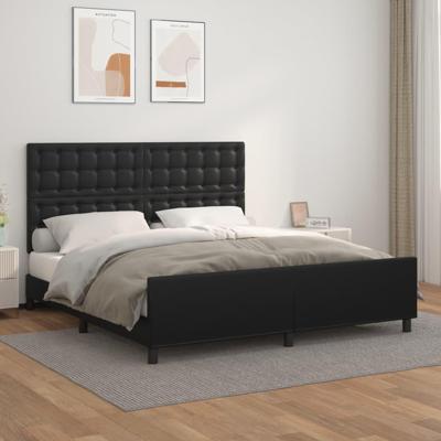 Bedframe met hoofdbord kunstleer zwart 160x200 cm