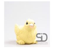 Season Inspired Decoration Vogel met bakje 12x8x7.5cm geel - thumbnail