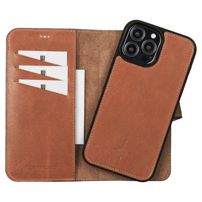 NorthLife - iPhone 13 Pro Max - Lederen Afneembare 2-in-1 bookcase hoes - Cognac
