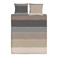 Ten Cate Katoenen Eenpersoons Dekbedovertrek Zig Zag 140x200/220 cm Taup - thumbnail