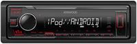 Kenwood KMM-205 USB-autoradio met RDS (high-performance tuner, MP3, WMA, FLAC, AUX-ingang, Android Control, Bass Boost, 4x50 Watt, Rood), Zwart - thumbnail