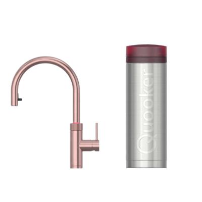 Quooker Flex Round Keukenkraan Set - Kokend Warm- en Koud Water - Uittrekbare Slang - Rosé Koper - met COMBI+ Reservoir