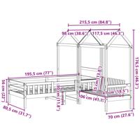 Kinderbed met dak massief grenenhout wasbruin 75x190 cm - thumbnail