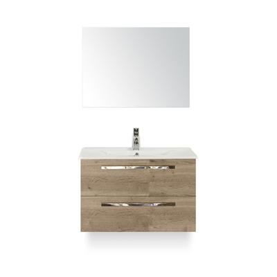 Seville Badmeubelset 80 cm - Natuur Eiken - Keramische Wastafel Wit Enjoy - met Spiegel