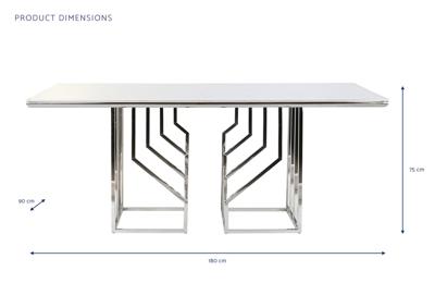 Eettafel DKD Home Decor Zilverkleurig Kristal Staal 180 x 90 x 75 cm Wit